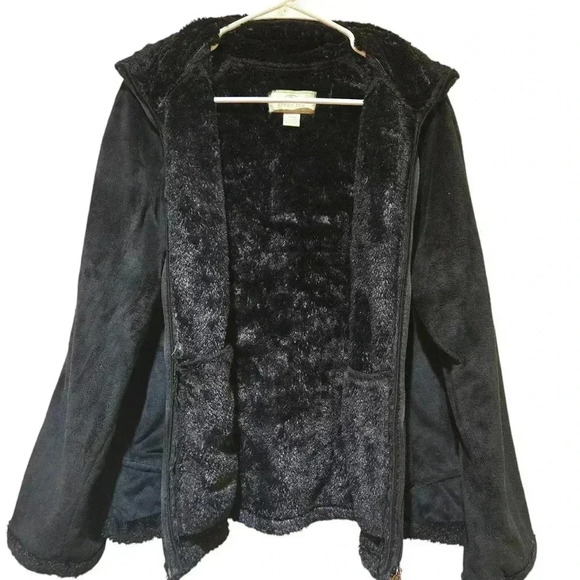 Green Tea Jacket Womans XL Black Faux Fur Plush Zipper Front Long Sleeve #088 - Picture 3 of 8